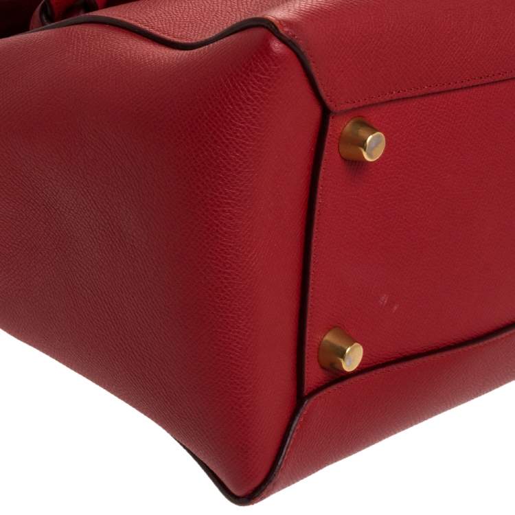 Pre Owned Celine Red Leather Belt Top Handle Bag
