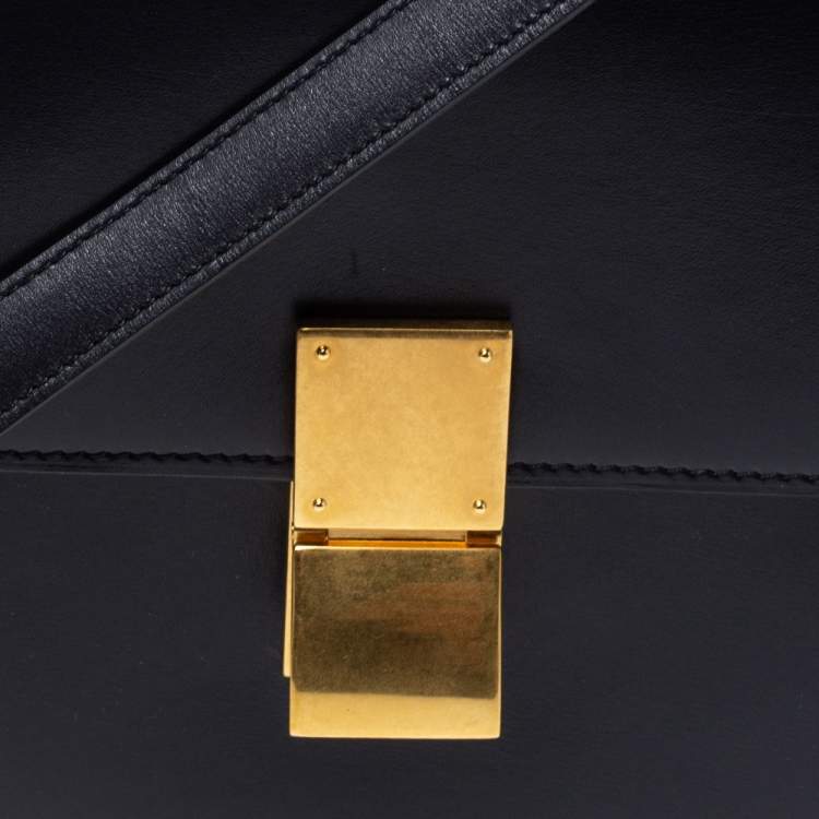 Pre Owned Celine Eggplant Purple Leather Medium Classic Box Shoulder Bag