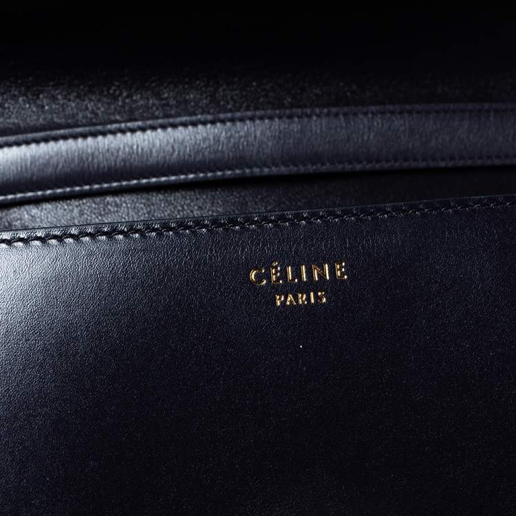 Pre Owned Celine Eggplant Purple Leather Medium Classic Box Shoulder Bag