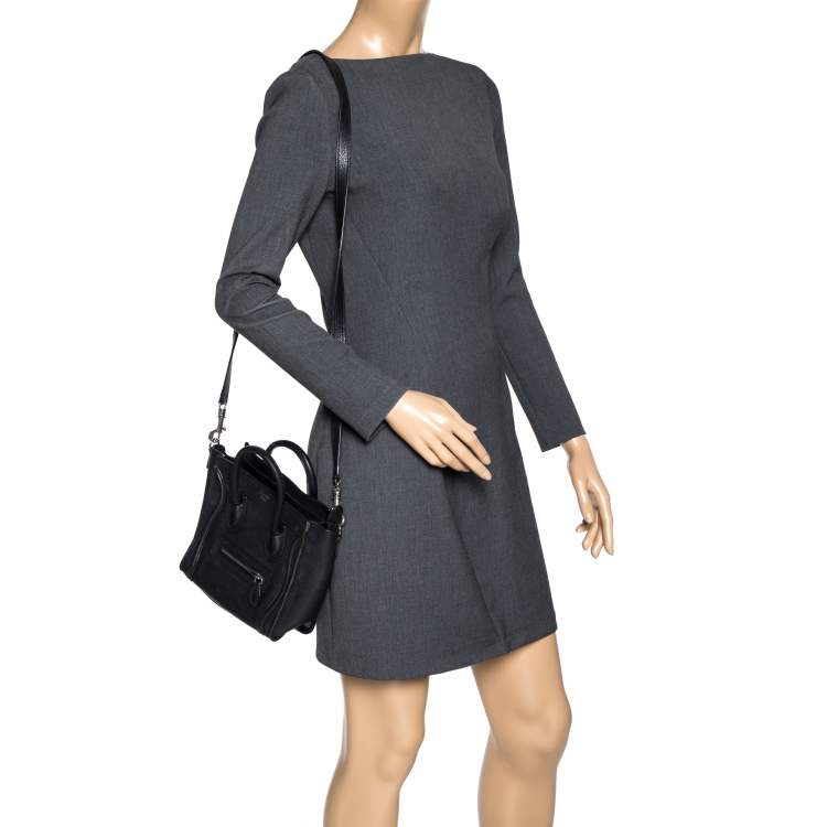 Pre Owned Celine Black Leather Nano Luggage Tote