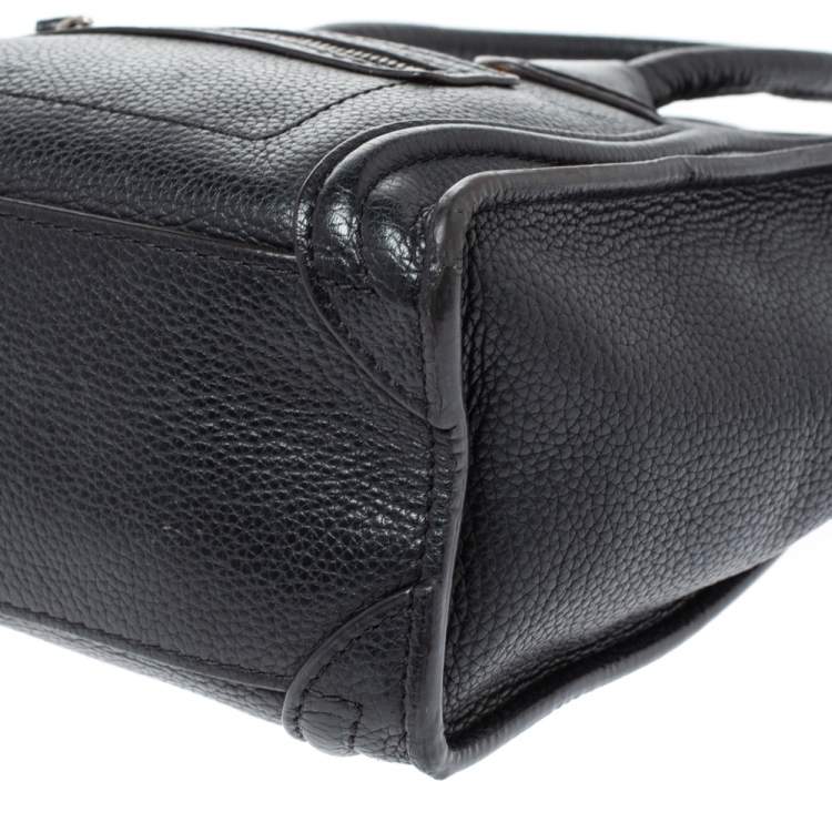 Pre Owned Celine Black Leather Nano Luggage Tote