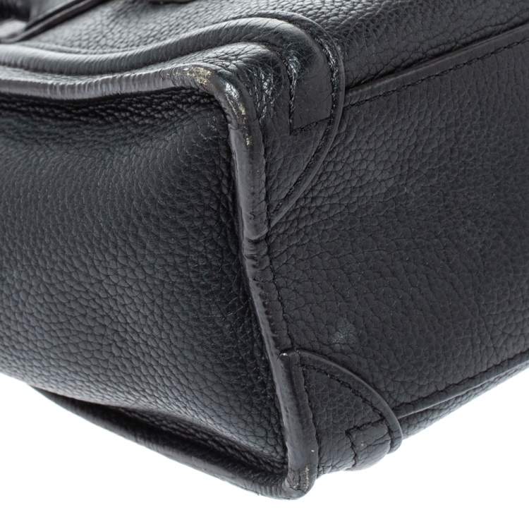 Pre Owned Celine Black Leather Nano Luggage Tote