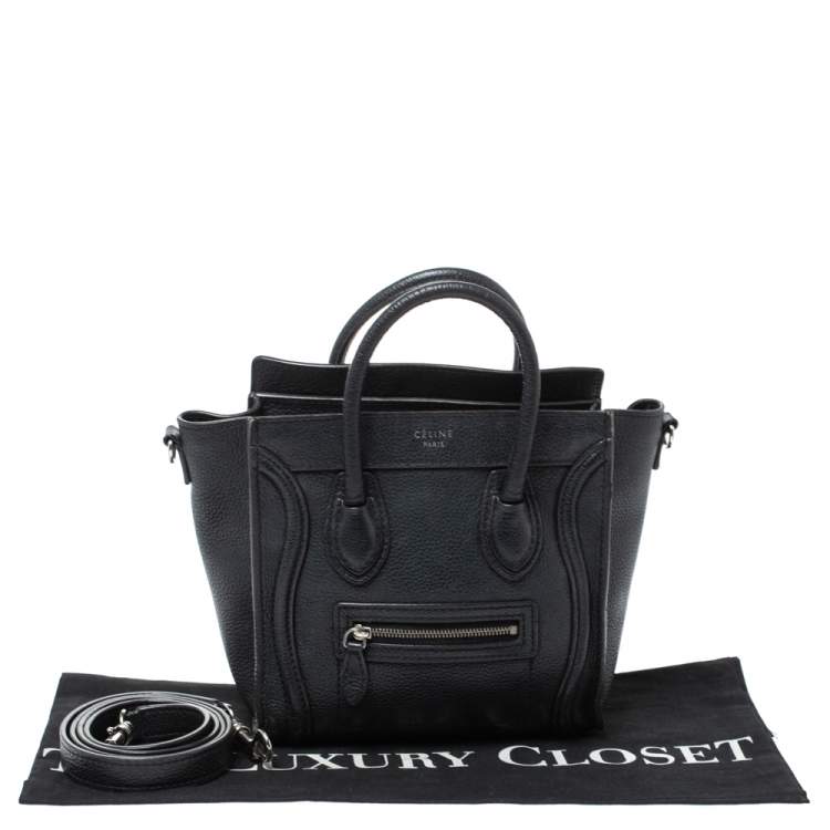 Pre Owned Celine Black Leather Nano Luggage Tote