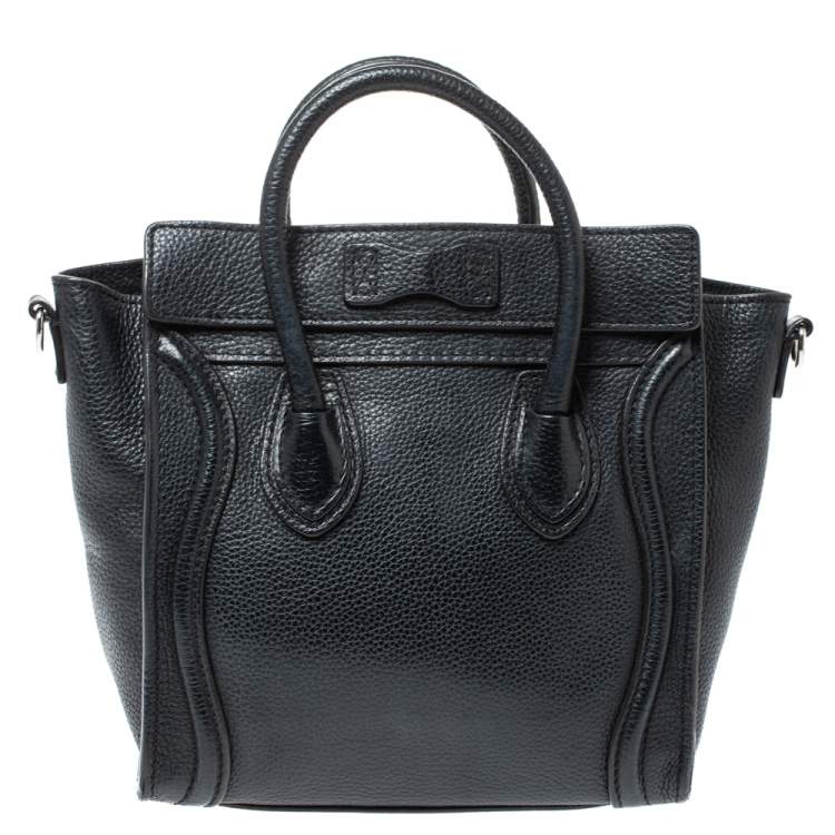 Pre Owned Celine Black Leather Nano Luggage Tote