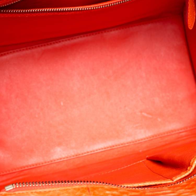 Pre Owned Celine Orange Python Mini Luggage Tote