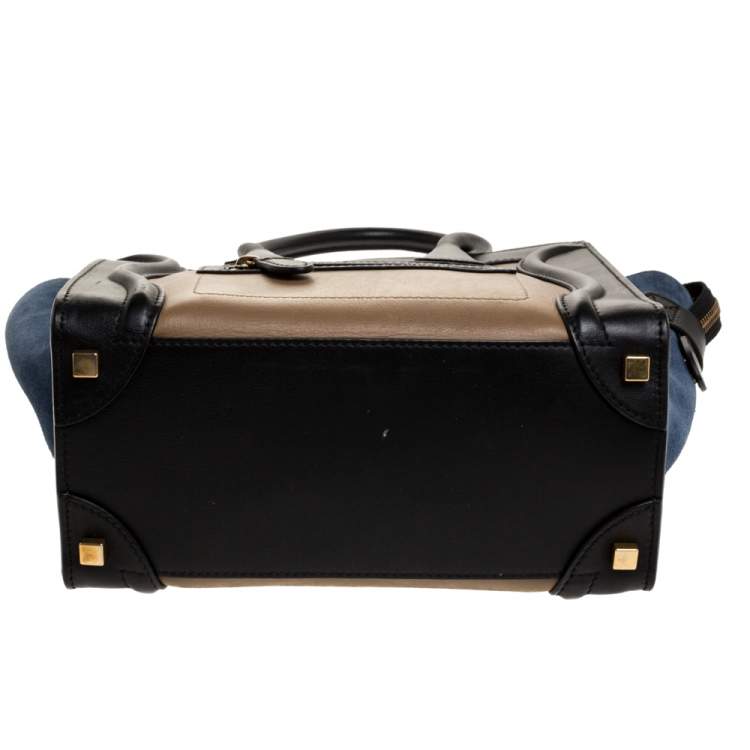 Pre Owned Celine Tri Color Leather Micro Luggage Tote