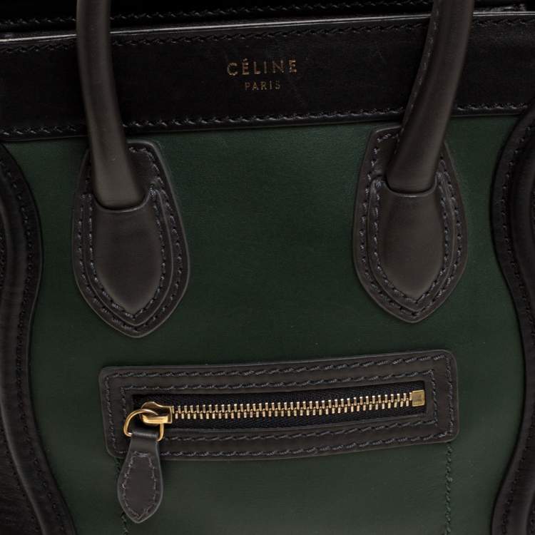 مملوكة مسبقًا Celine Green/Black Leather Nano Luggage Tote