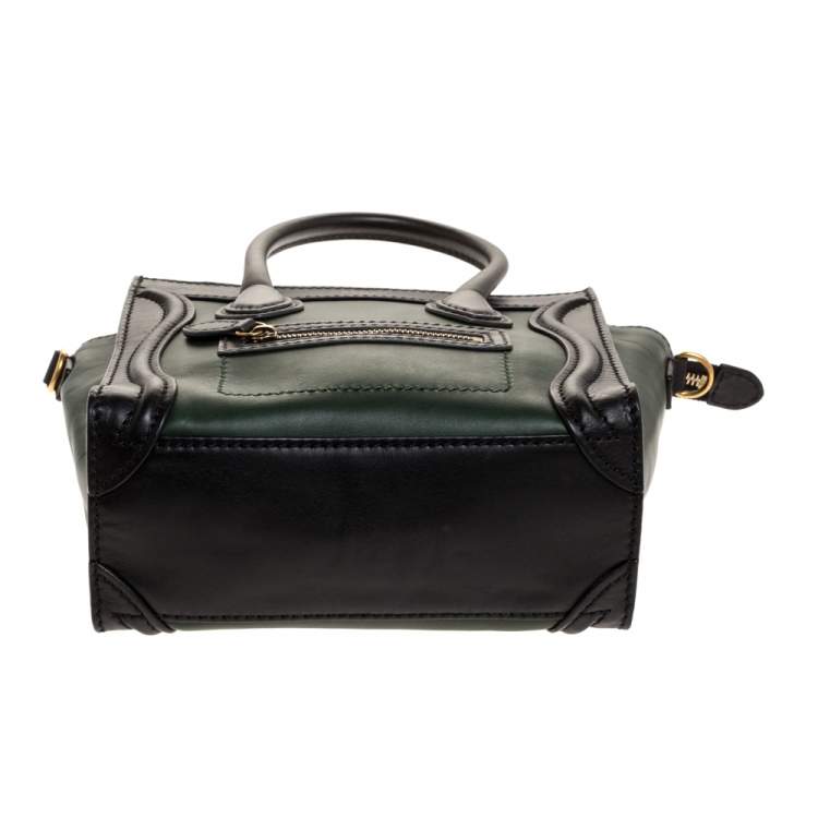 مملوكة مسبقًا Celine Green/Black Leather Nano Luggage Tote