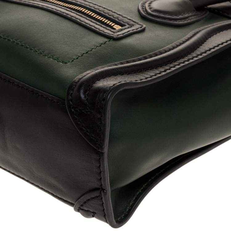 مملوكة مسبقًا Celine Green/Black Leather Nano Luggage Tote