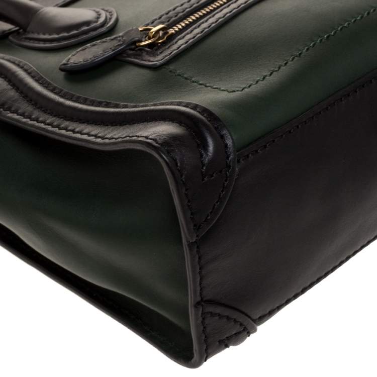 مملوكة مسبقًا Celine Green/Black Leather Nano Luggage Tote