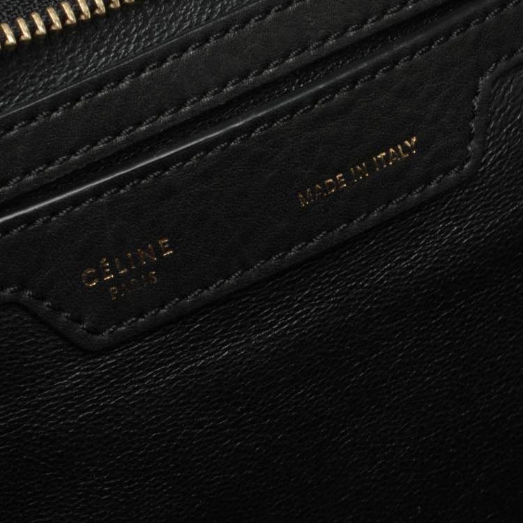 Pre Owned Celine Black/Khaki Leather and Suede Medium Trapeze Top Handle Bag