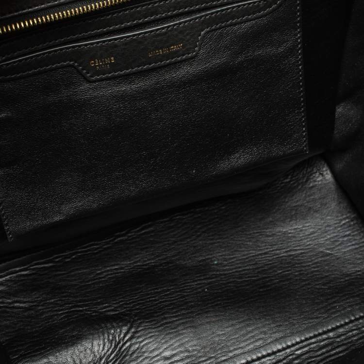 Pre Owned Celine Black/Khaki Leather and Suede Medium Trapeze Top Handle Bag