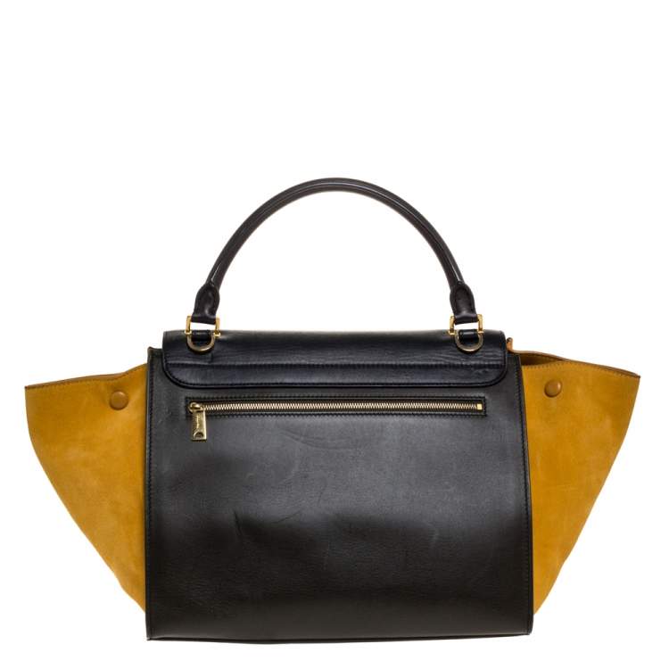 Pre Owned Celine Multicolor Leather and Suede Medium Trapeze Top Handle Bag
