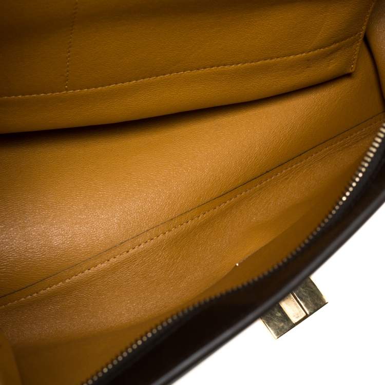 Pre Owned Celine Multicolor Leather and Suede Medium Trapeze Top Handle Bag