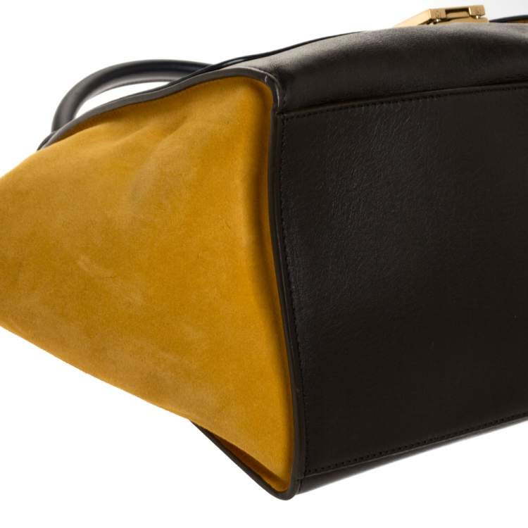 Pre Owned Celine Multicolor Leather and Suede Medium Trapeze Top Handle Bag