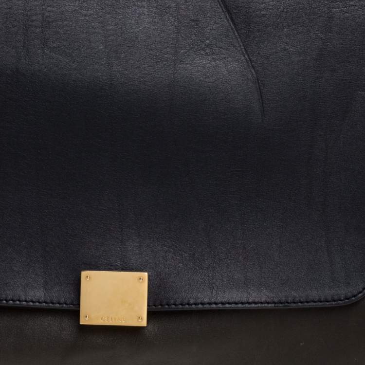 Pre Owned Celine Multicolor Leather and Suede Medium Trapeze Top Handle Bag