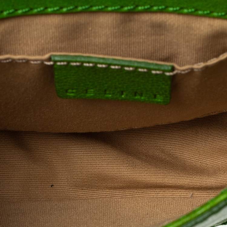 Pre Owned Celine Olive Green Leather Shoulder Bag