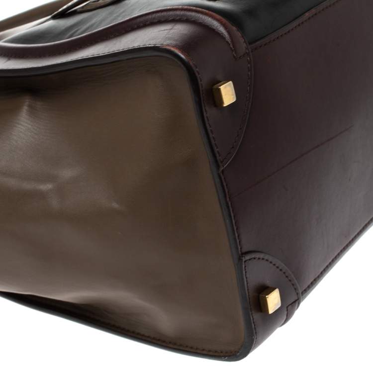 Pre Owned Celine Tri Color Leather Mini Luggage Tote
