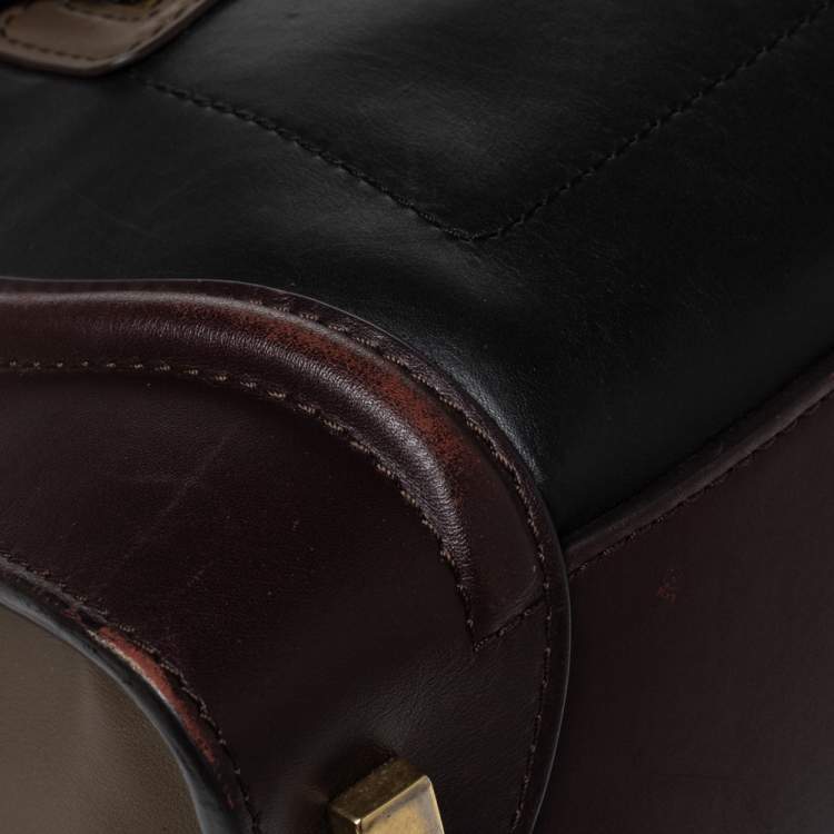 Pre Owned Celine Tri Color Leather Mini Luggage Tote