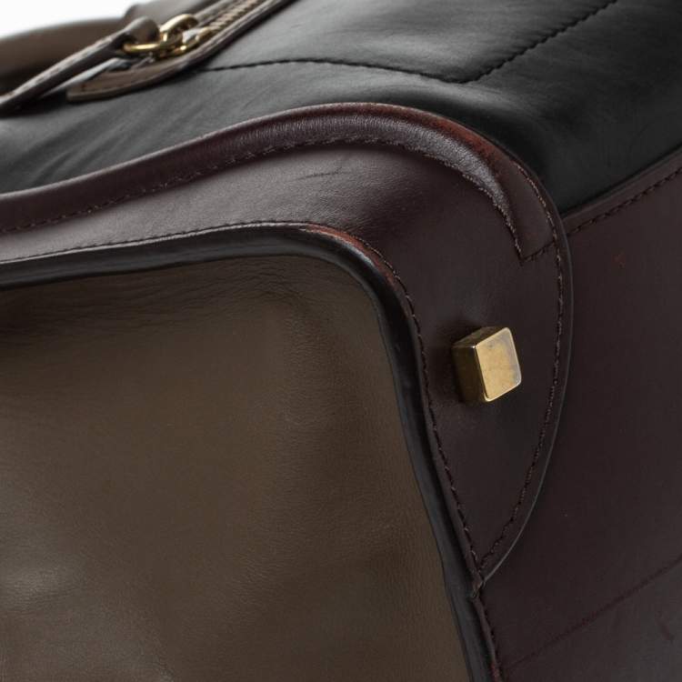 Pre Owned Celine Tri Color Leather Mini Luggage Tote