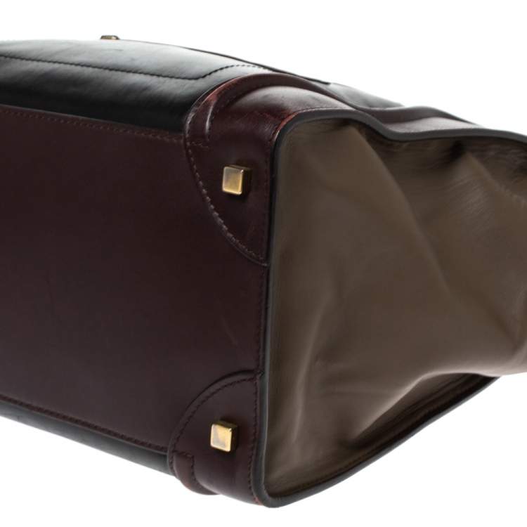 Pre Owned Celine Tri Color Leather Mini Luggage Tote