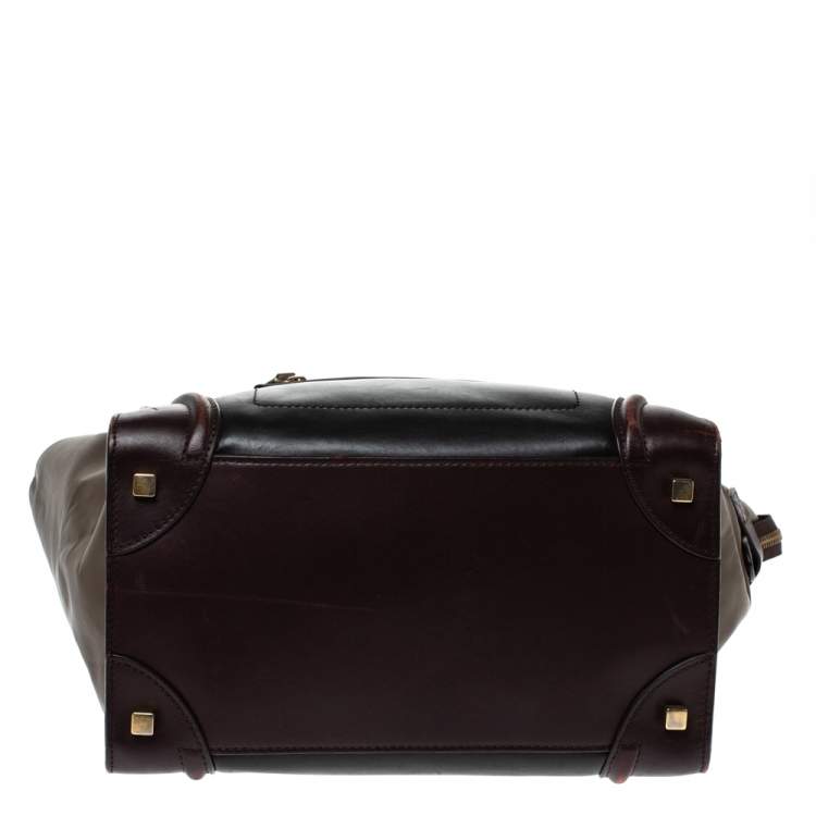 Pre Owned Celine Tri Color Leather Mini Luggage Tote