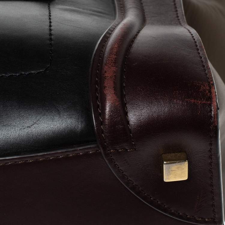 Pre Owned Celine Tri Color Leather Mini Luggage Tote