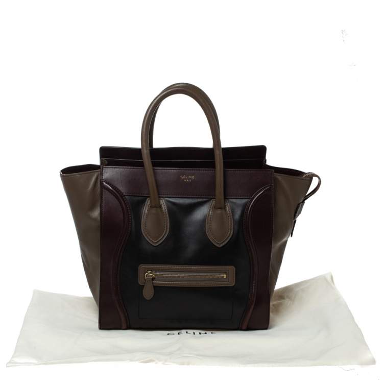 Pre Owned Celine Tri Color Leather Mini Luggage Tote