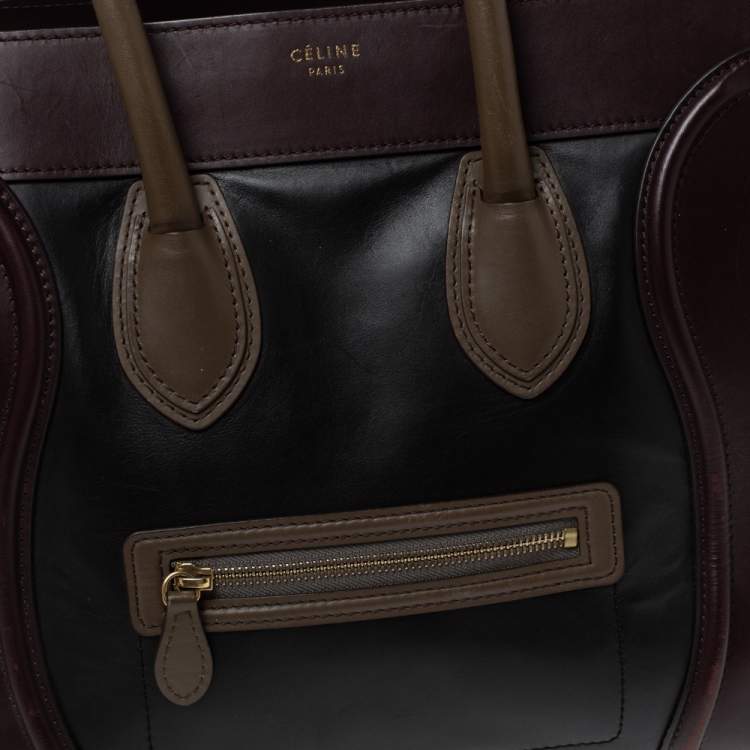 Pre Owned Celine Tri Color Leather Mini Luggage Tote