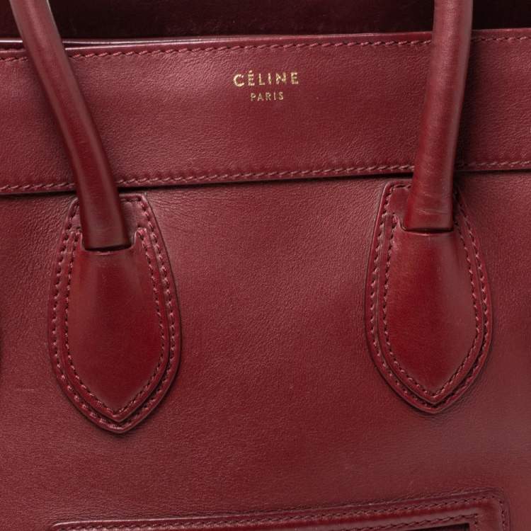 Pre Owned Celine Red Leather Mini Luggage Tote