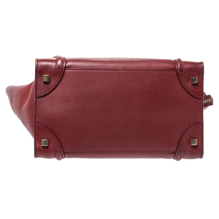 Pre Owned Celine Red Leather Mini Luggage Tote