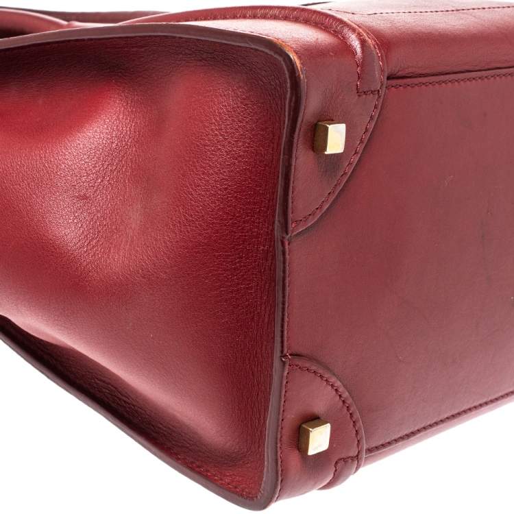 Pre Owned Celine Red Leather Mini Luggage Tote