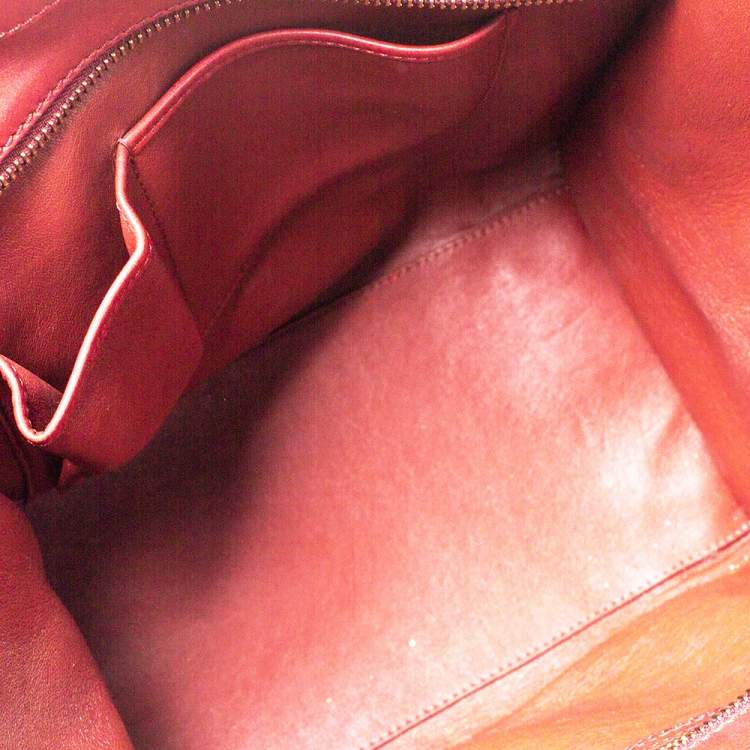 Pre Owned Celine Red Leather Mini Luggage Tote