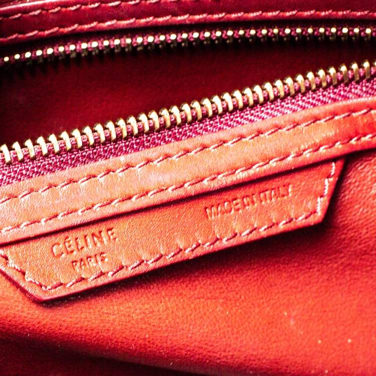 Pre Owned Celine Red Leather Mini Luggage Tote