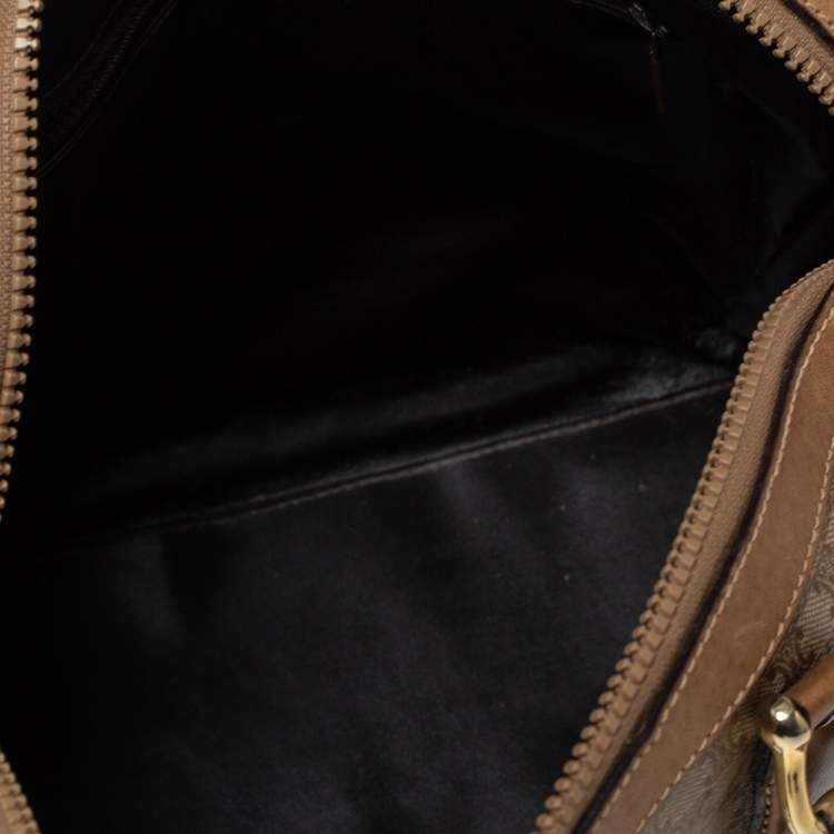 Pre Owned Celine Beige Coated Canvas and Leather Macadam Boston Bag