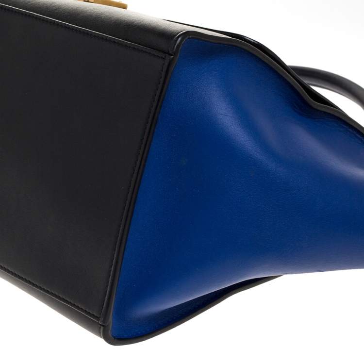 Pre Owned Celine Tri Color Leather Medium Trapeze Bag