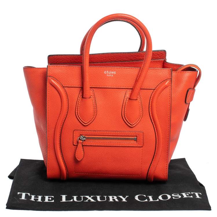مملوكة مسبقًا Celine Orange Leather Micro Luggage Tote