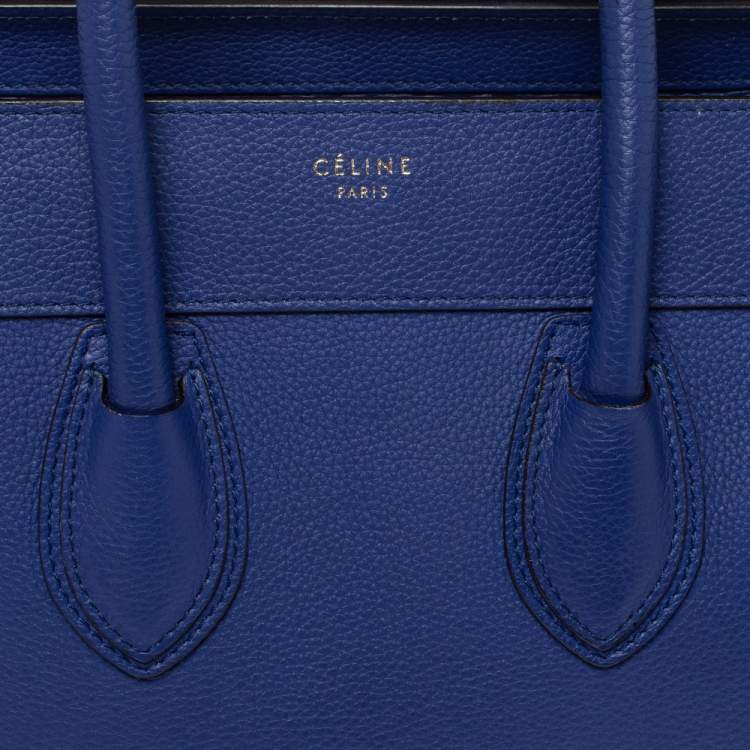 Pre Owned Celine Blue Leather Mini Luggage Tote