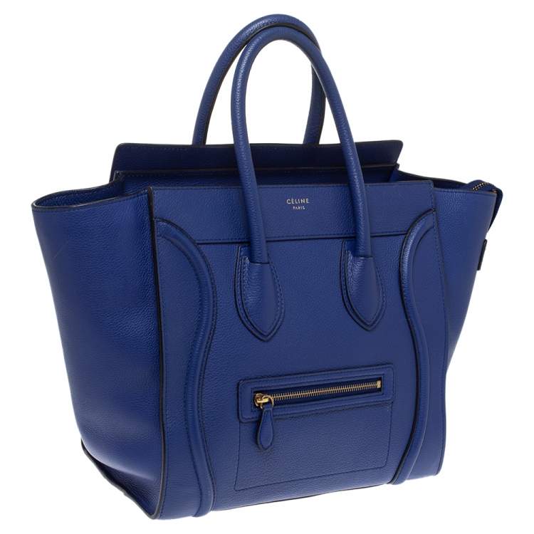 Pre Owned Celine Blue Leather Mini Luggage Tote