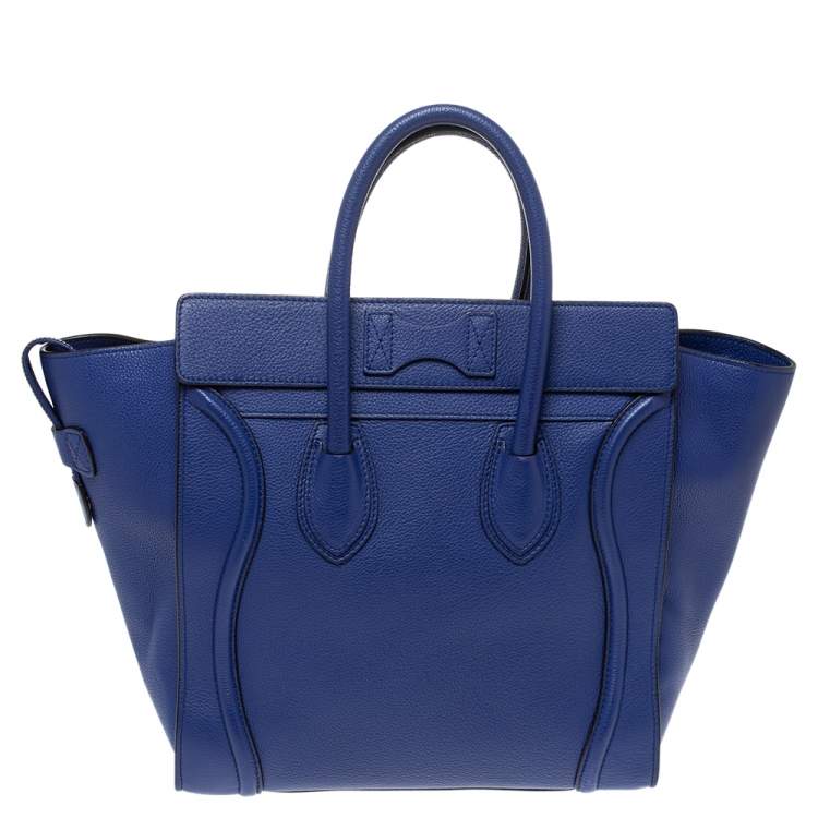 Pre Owned Celine Blue Leather Mini Luggage Tote