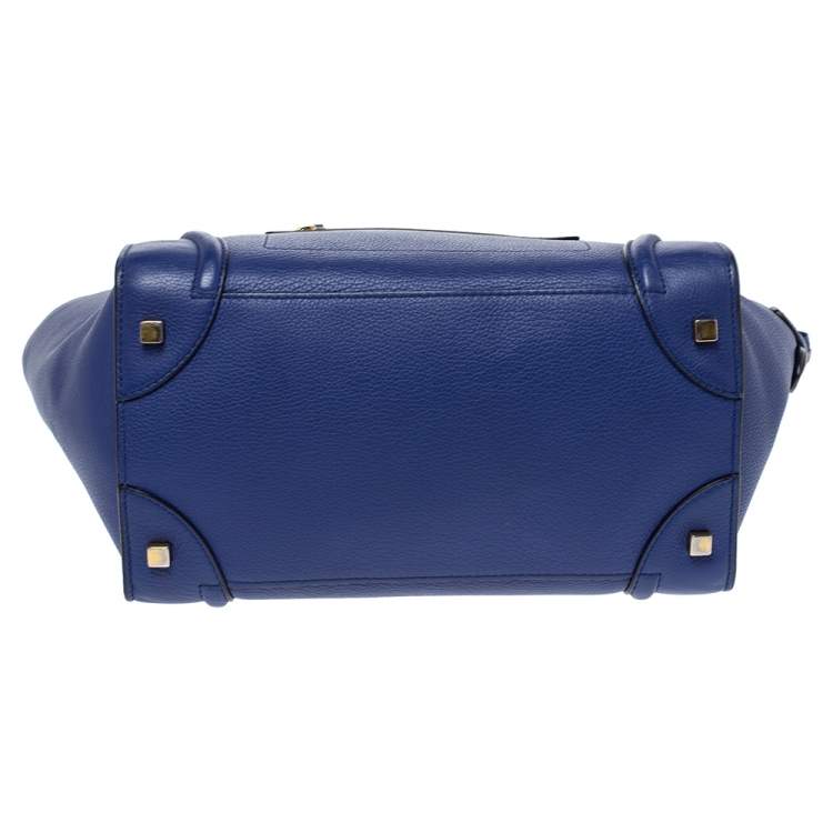 Pre Owned Celine Blue Leather Mini Luggage Tote