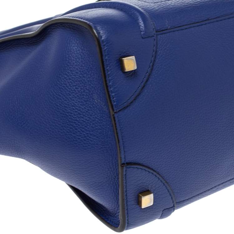 Pre Owned Celine Blue Leather Mini Luggage Tote