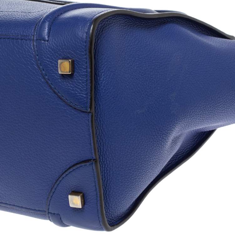 Pre Owned Celine Blue Leather Mini Luggage Tote