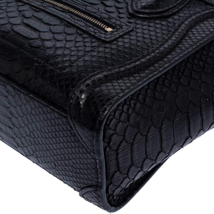 Pre Owned Celine Black Python Nano Luggage Tote