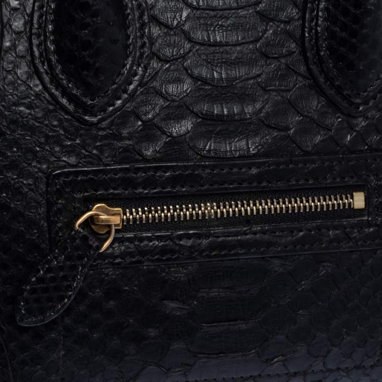 Pre Owned Celine Black Python Nano Luggage Tote