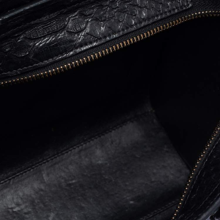 Pre Owned Celine Black Python Nano Luggage Tote
