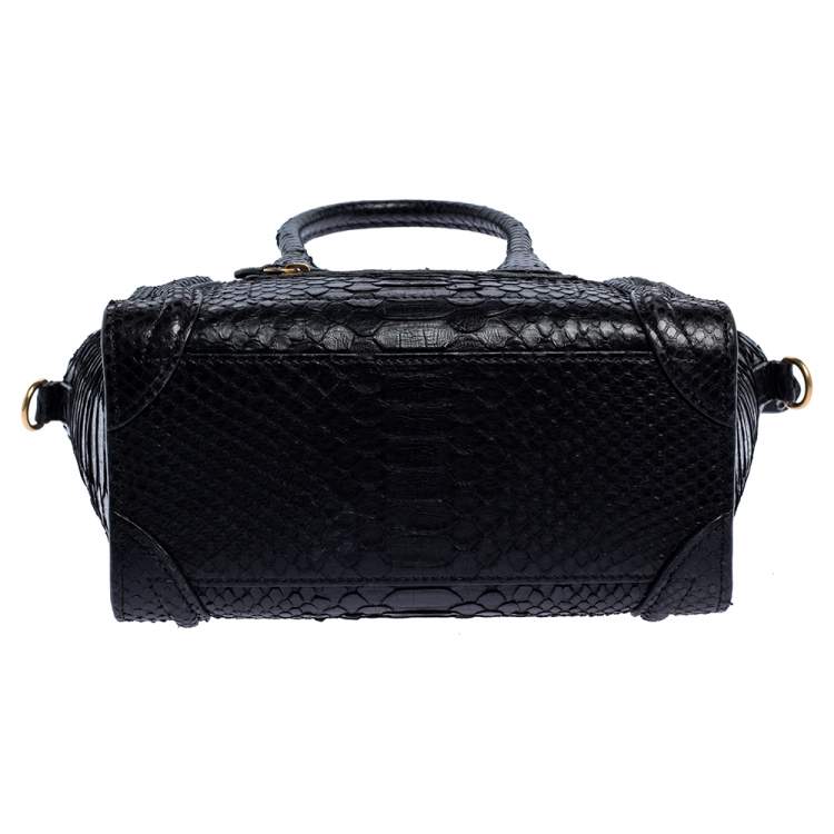 Pre Owned Celine Black Python Nano Luggage Tote