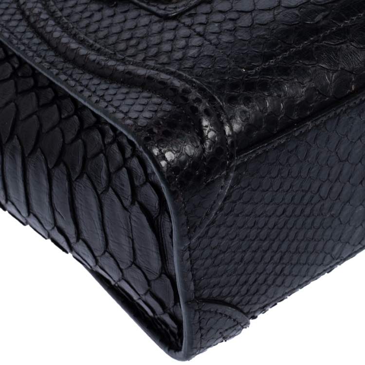 Pre Owned Celine Black Python Nano Luggage Tote