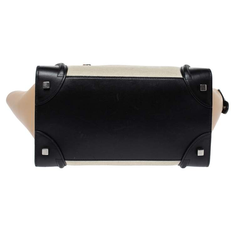 Pre Owned Celine Multicolor Leather and Canvas Mini Luggage Tote