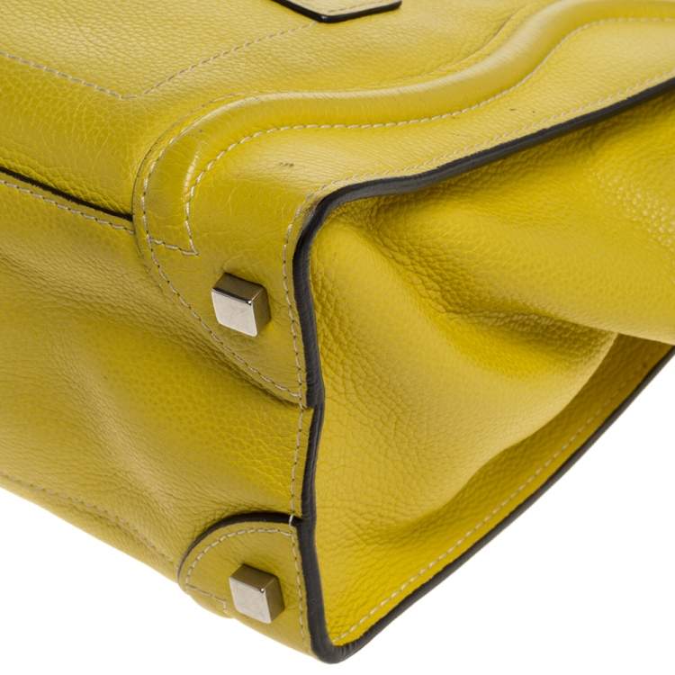 Pre Owned Celine Yellow Leather Micro Luggage Tote